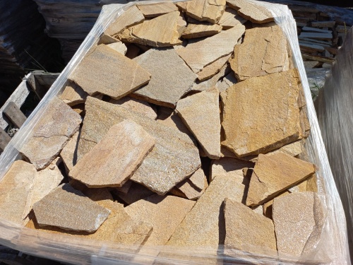 Плитняк златолит жёлтый золотистый для отмостки купить в Белебее